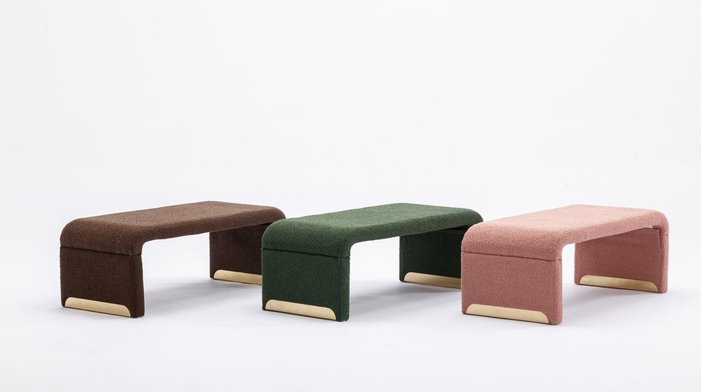Fremont Mid-Century Boucle Fabric Ottoman Bench