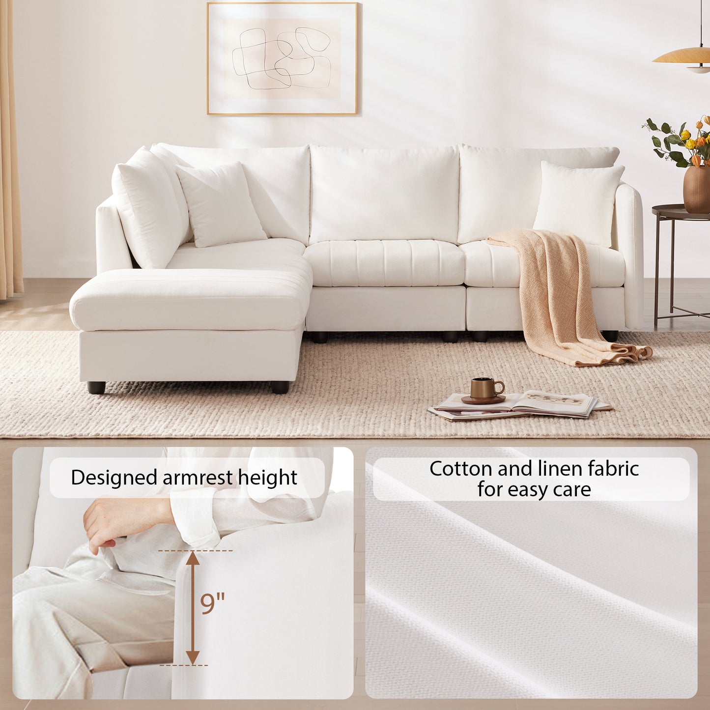 Amity Modern Modern Stripe Sectional Sofa
