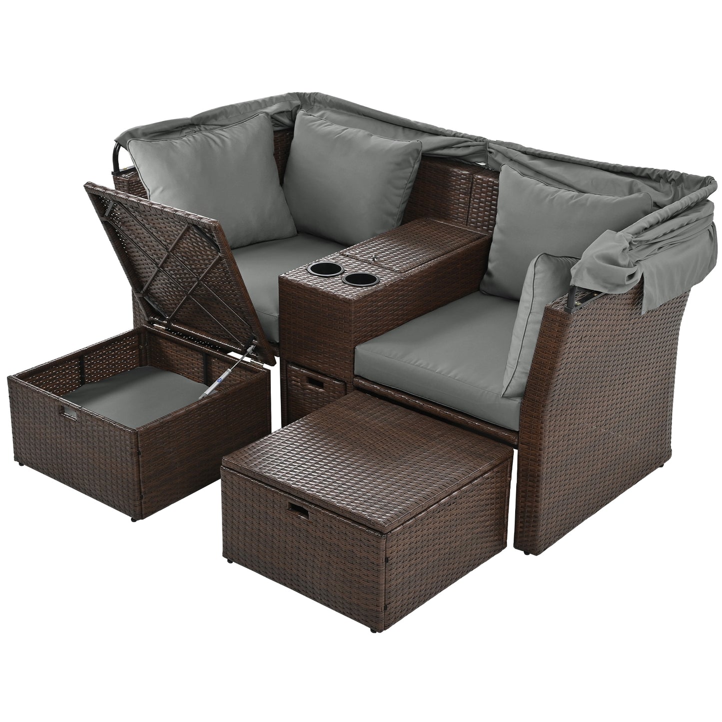 Amity Modern Loveseat Foldable Awning Daybed
