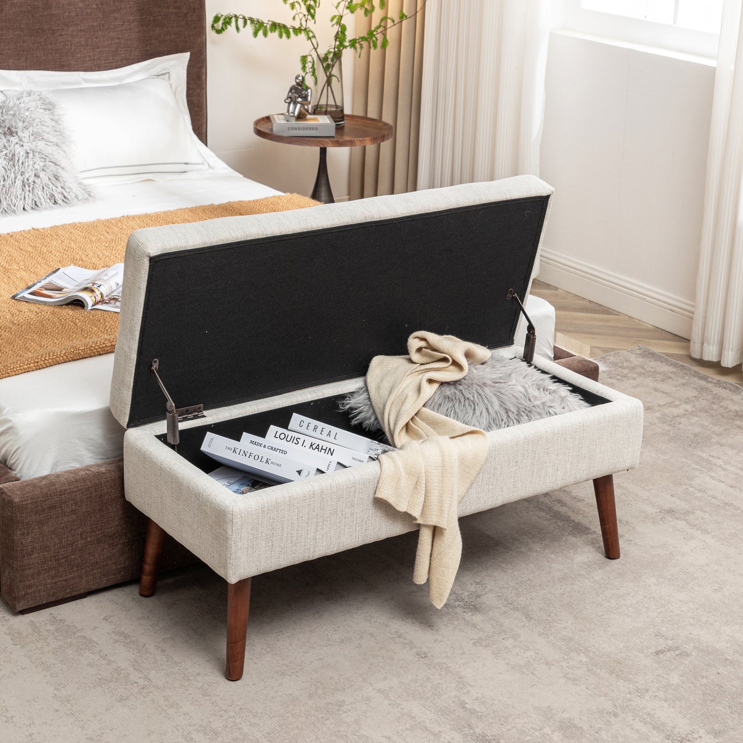 Kingsly Contemporary Upholstered Storage Bench