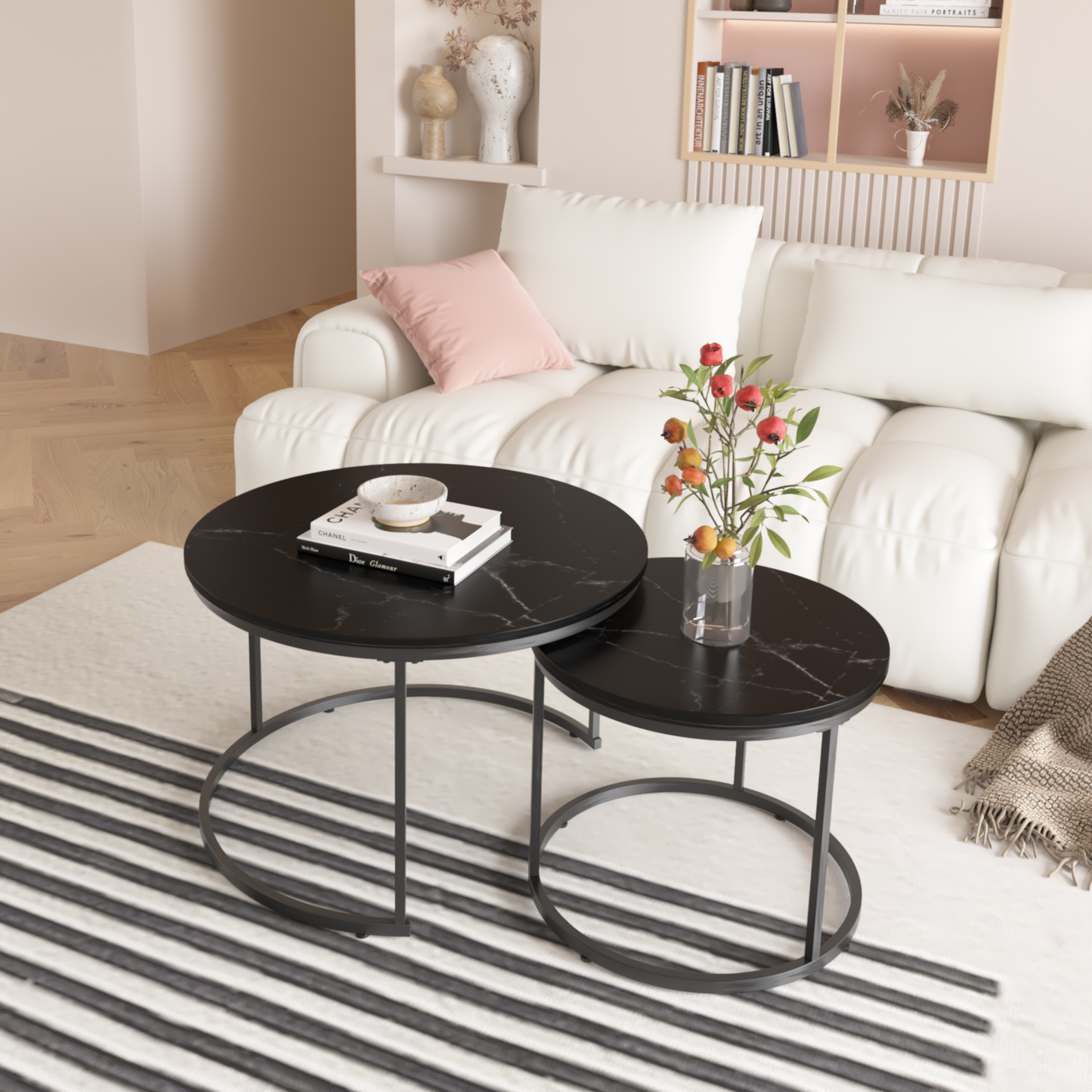 Irvington Contemporary Velvet Nesting Coffee Tables