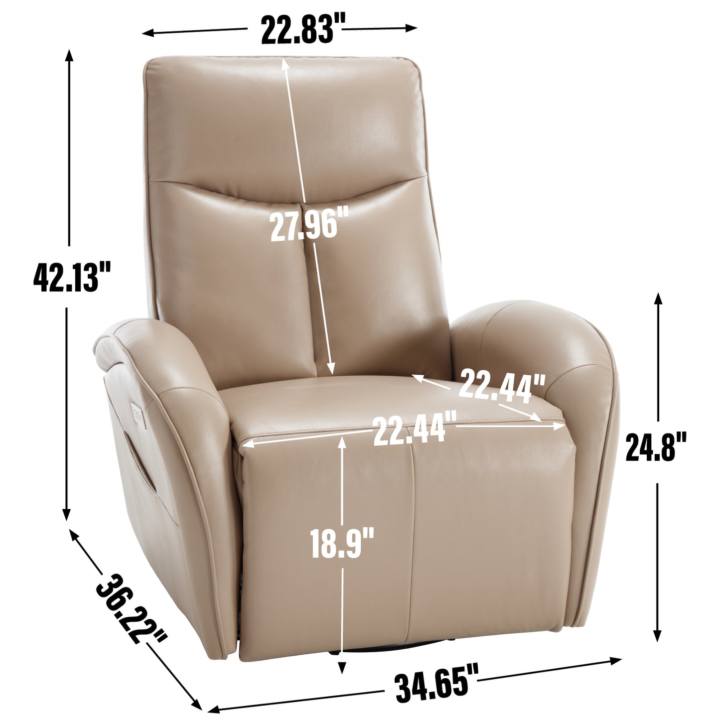 Westport Modern Leather Swivel Recliner Chair