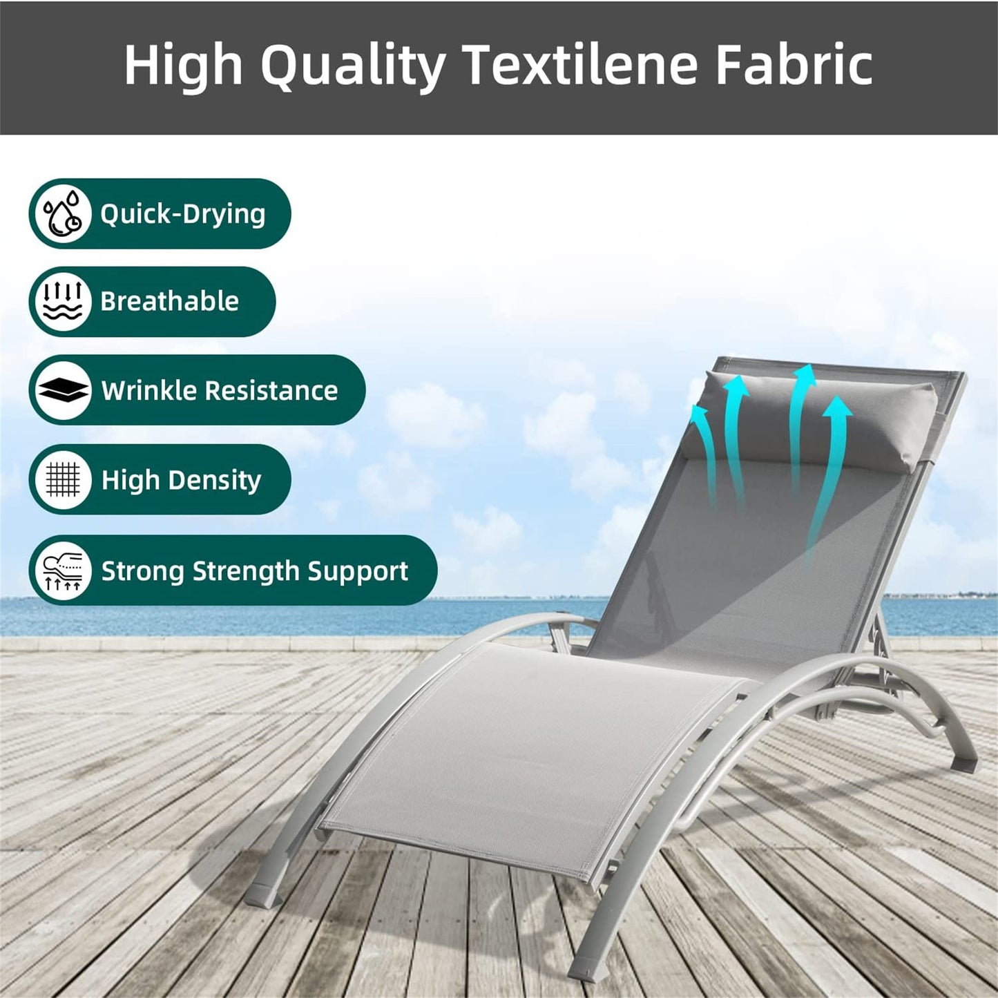 Jiron Modern Aluminum Outdoor Lounger