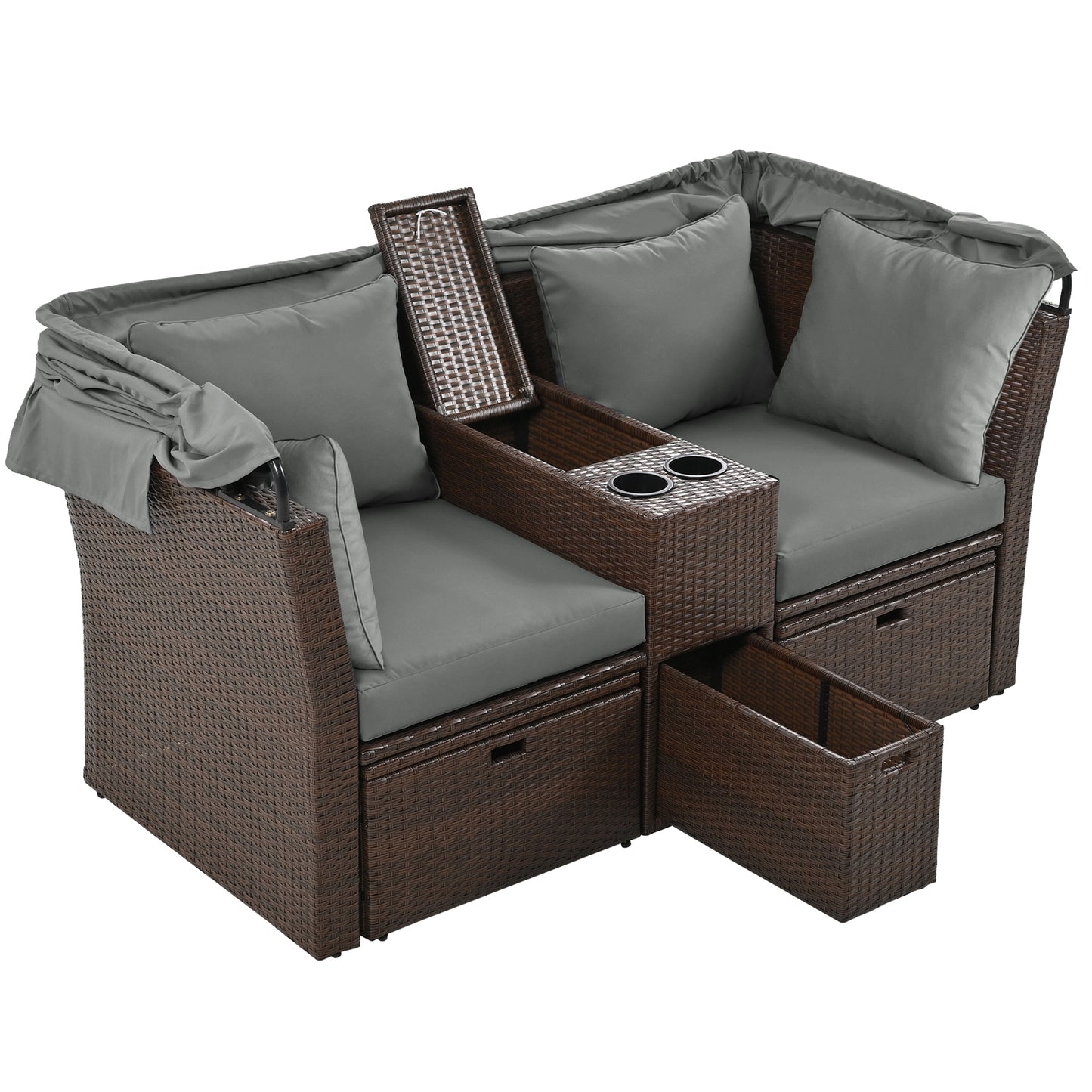 Amity Modern Loveseat Foldable Awning Daybed