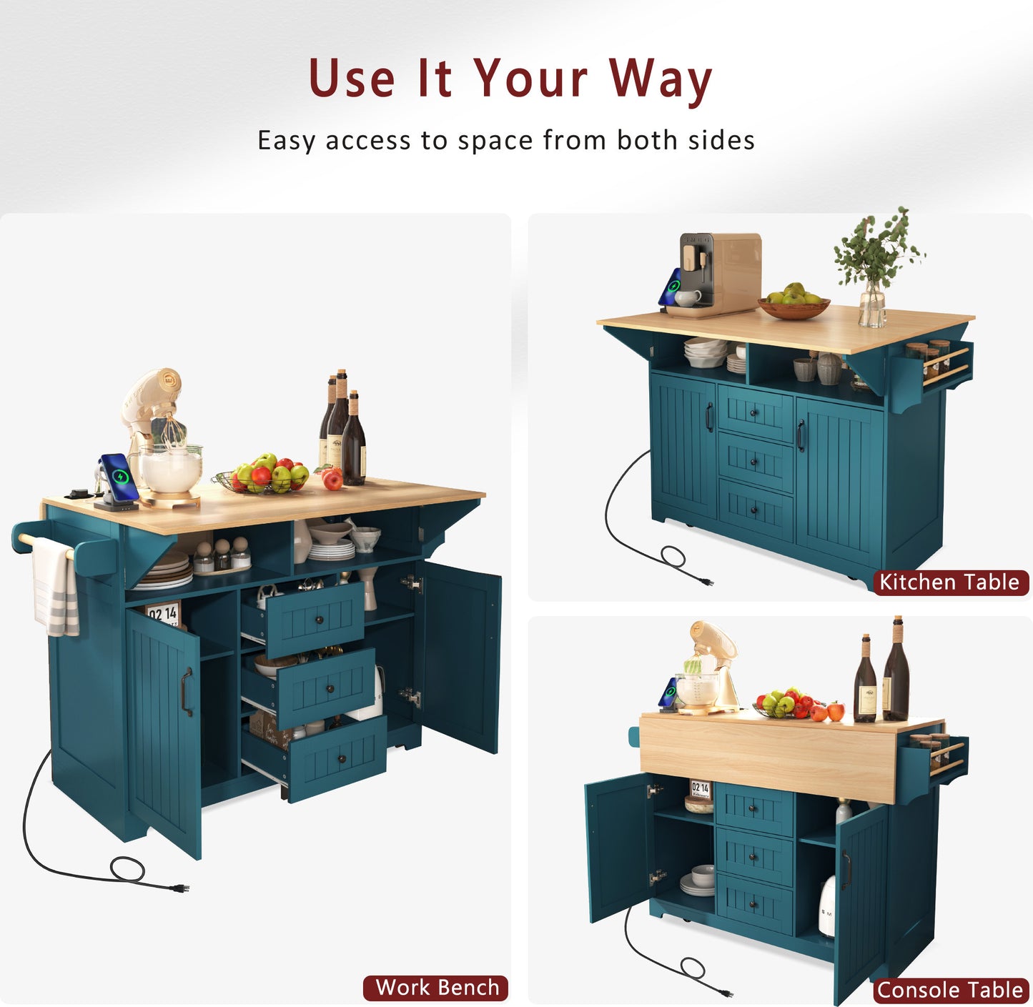 Cleo Modern Rolling Kitchen Cart