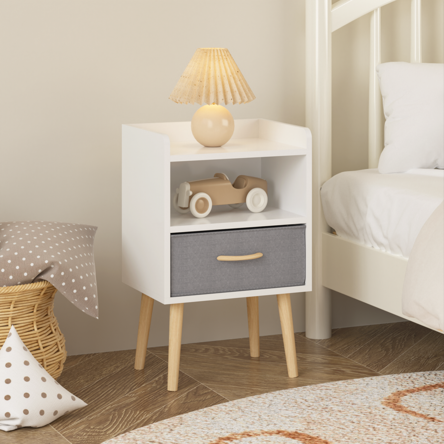 Jiron Contemporary Fabric Drawer Nightstand