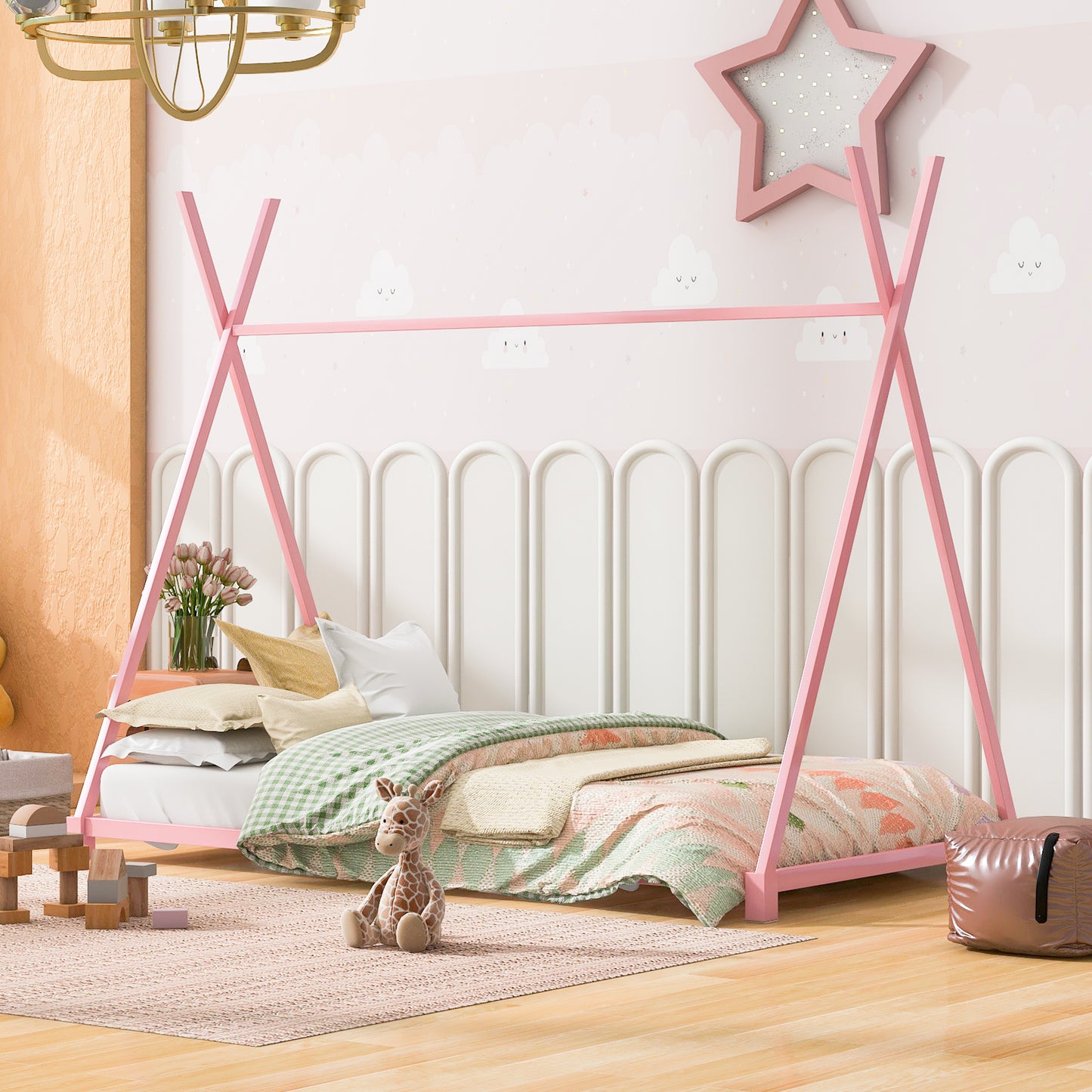 Emery Industrial Metal Twin Size House Platform Bed