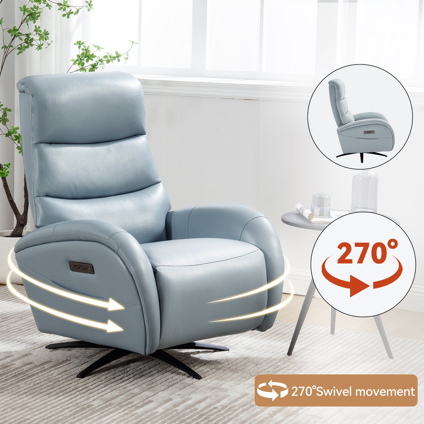 Fremont Modern Leatheraire Swivel Recliner Chair