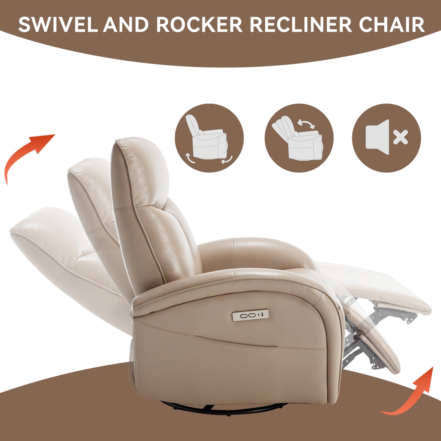 Westport Modern Leather Swivel Recliner Chair