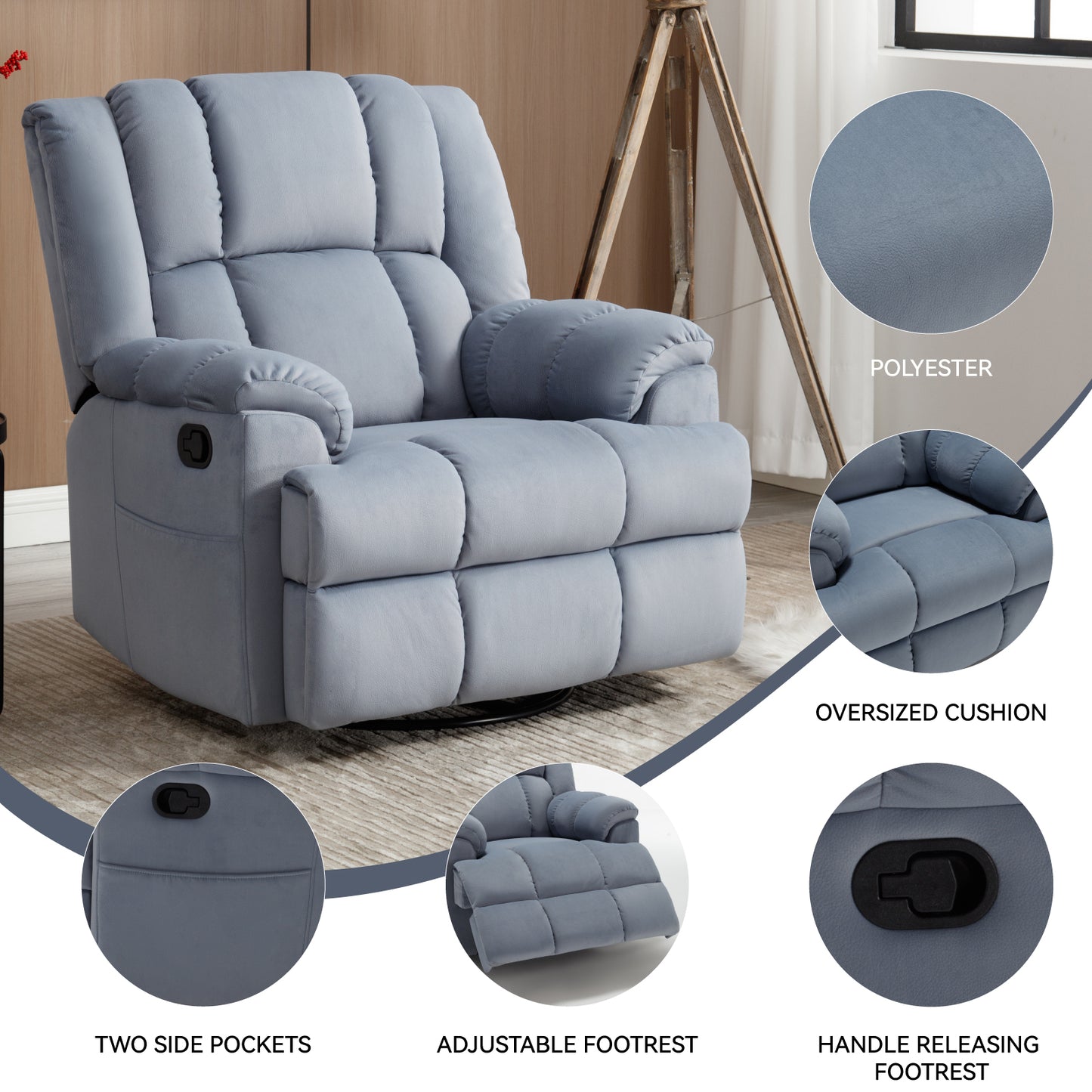 Irvington Modern Fabric Recliner Sofa Chair