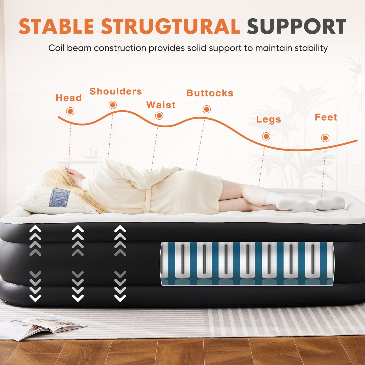 Bartholomew Contemporary Inflatable Air Mattress Built-in Pump