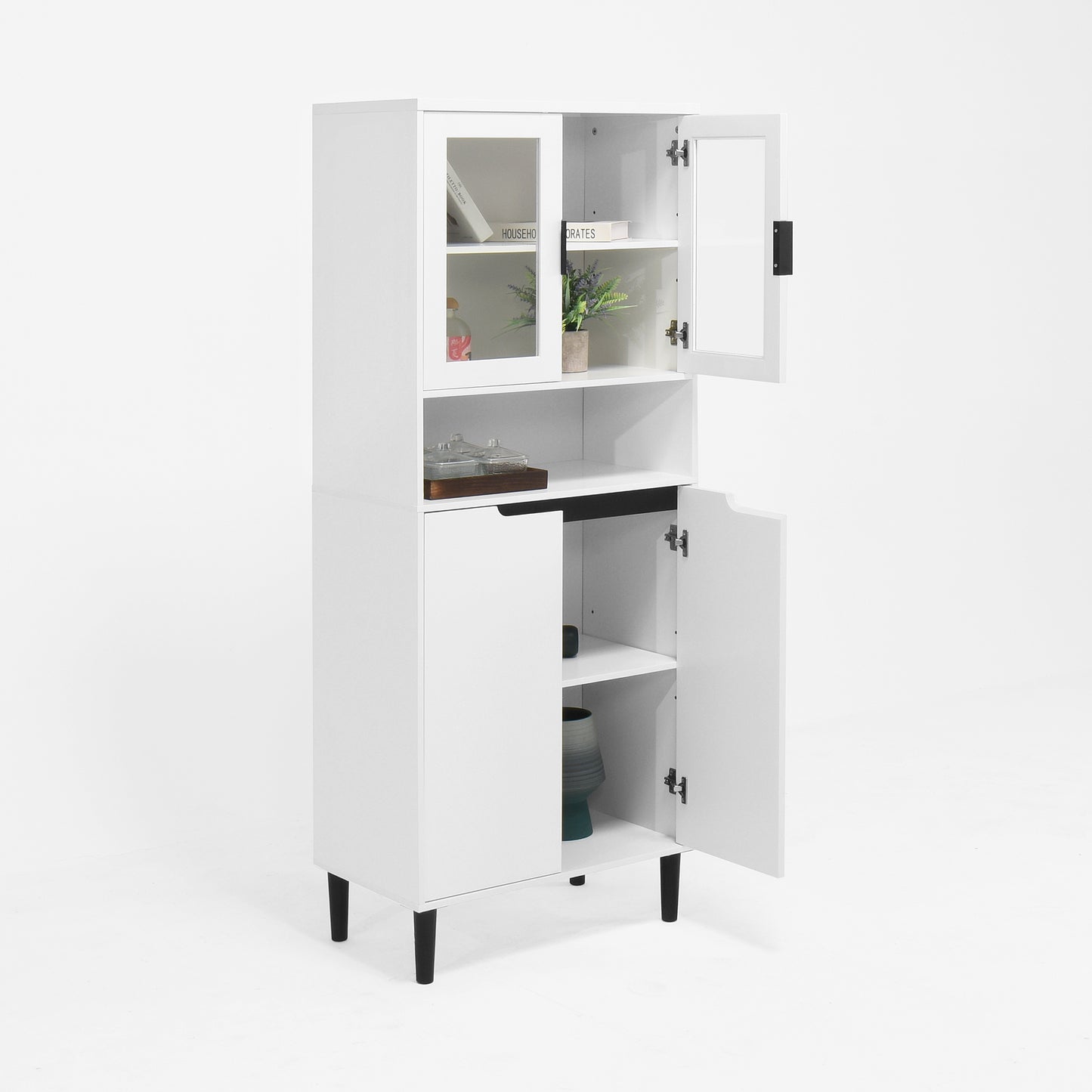 Calista Modern Tempered Glass Storage Cabinet