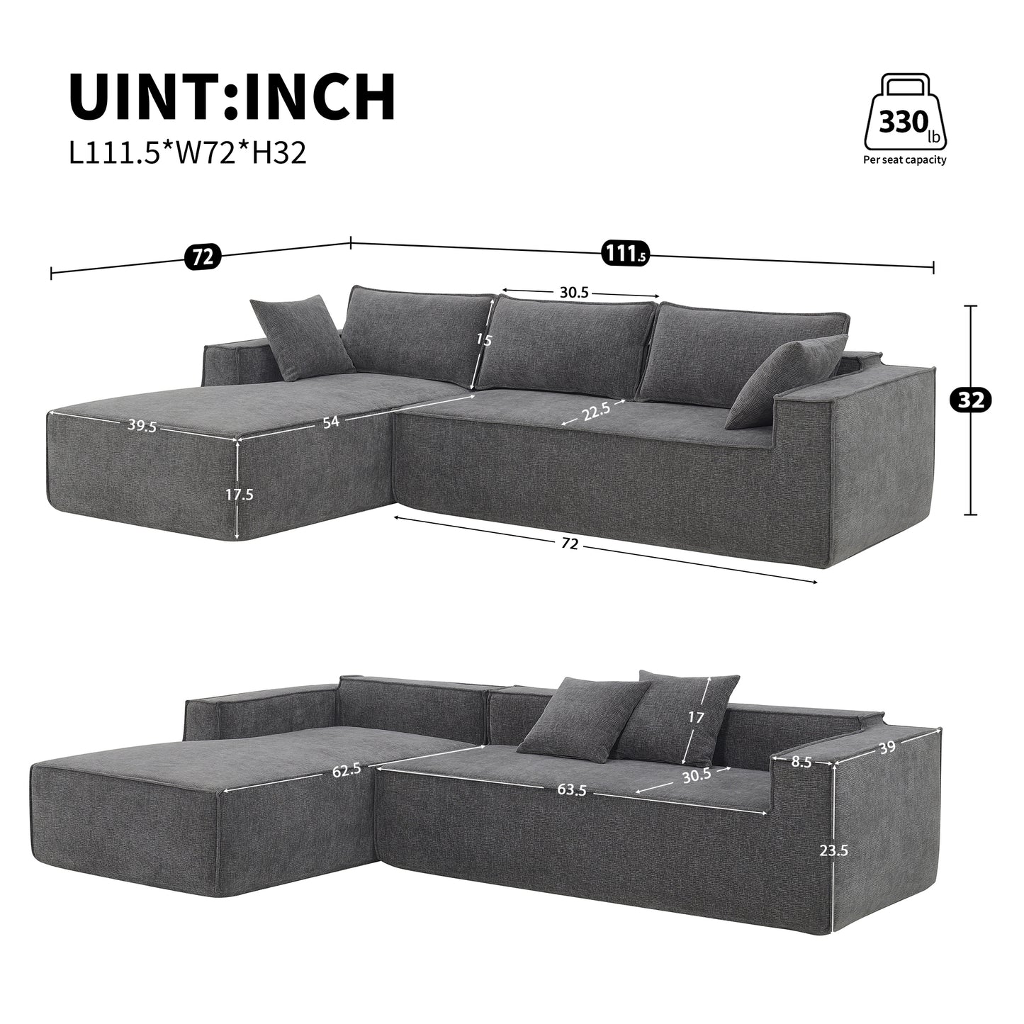 Kingsly Contemporary Modular Sofa Set