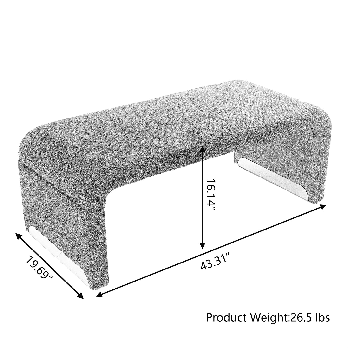 Fremont Mid-Century Boucle Fabric Ottoman Bench