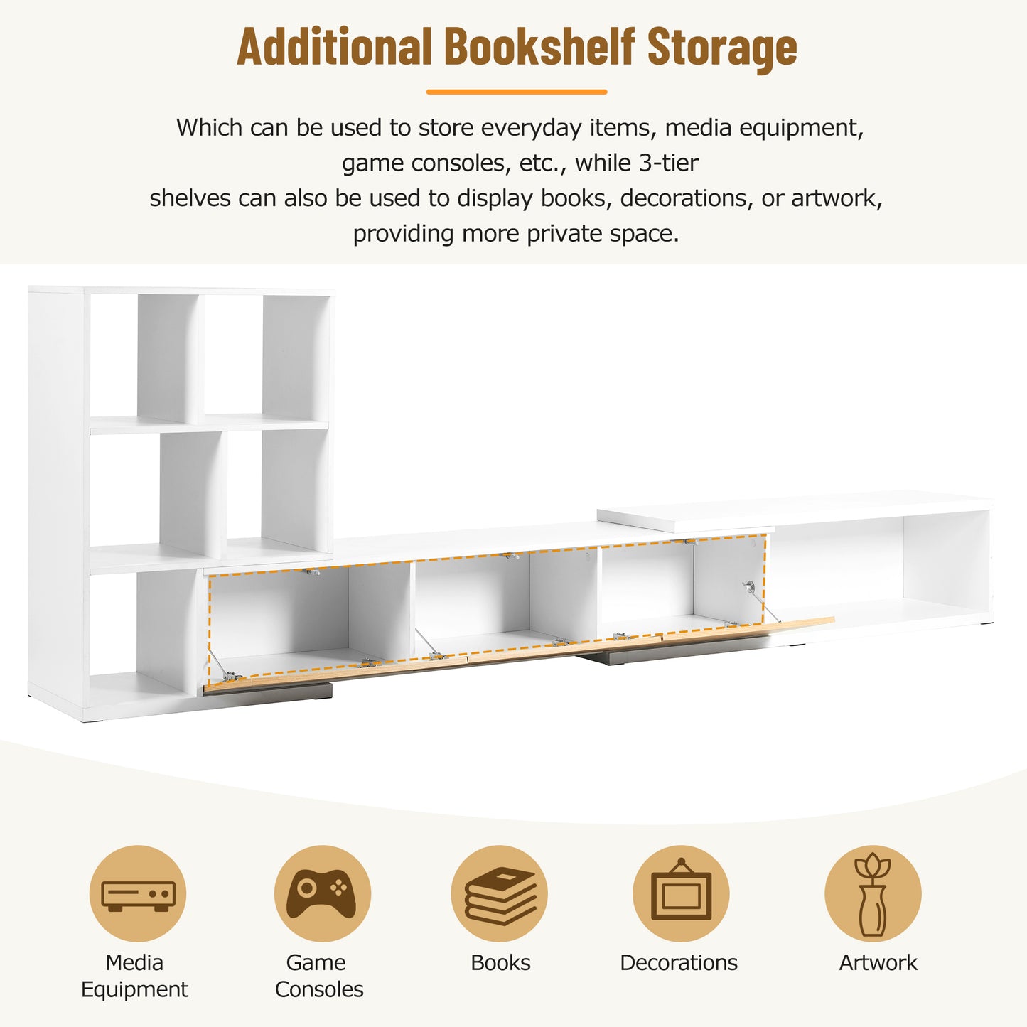 Amity Modern Extendable TV Stand Entertainment Center