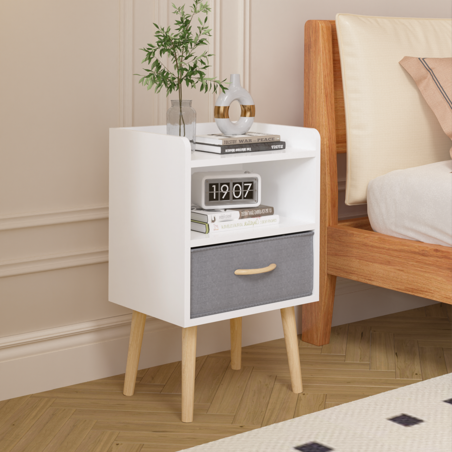 Jiron Contemporary Fabric Drawer Nightstand