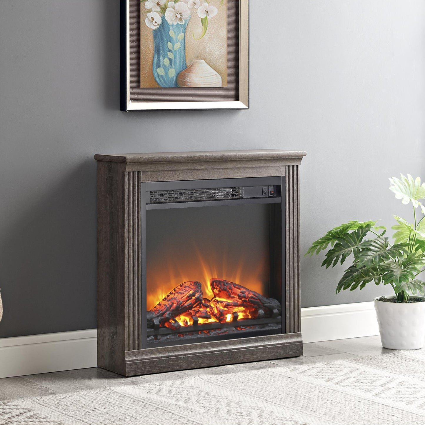 Kingsly Contemporary UltraThin Electric Fireplace