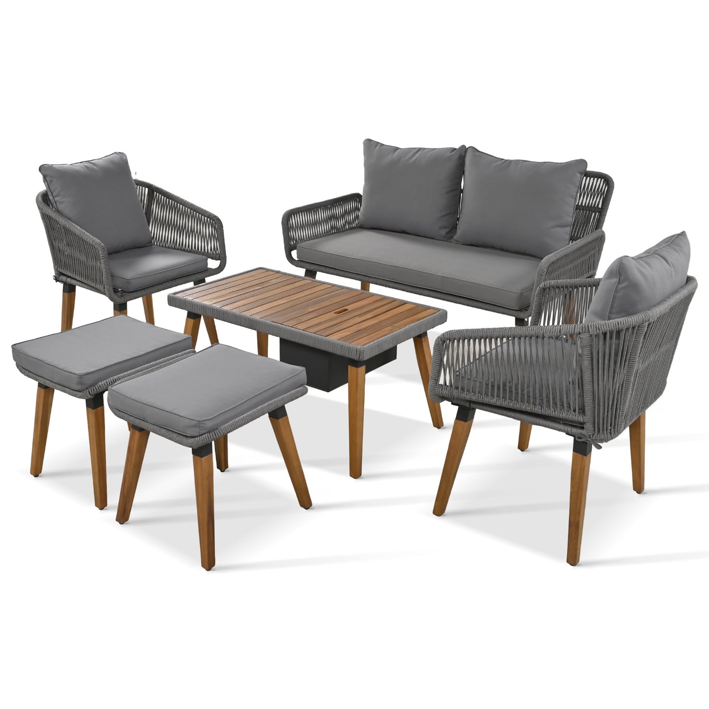 Calista Contemporary Outdoor Acacia Patio Set
