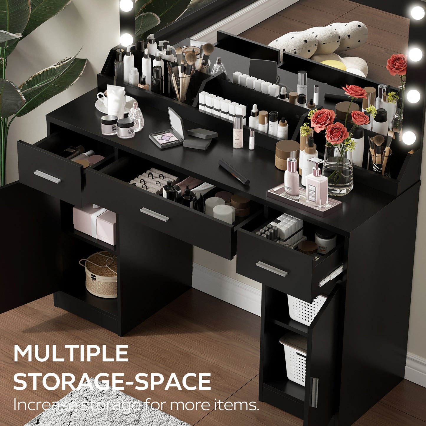 Elmcrest Contemporary Vanity Desk with Large Mirror