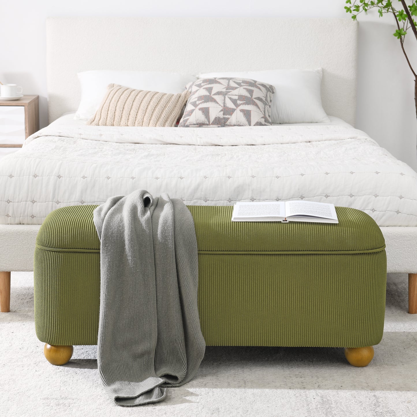Silverleaf Modern Flannelette Fabric Ottoman Bench