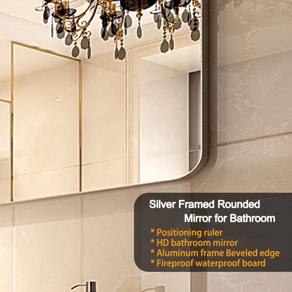Somerset Modern Brushed Silver Bathroom Mirror
