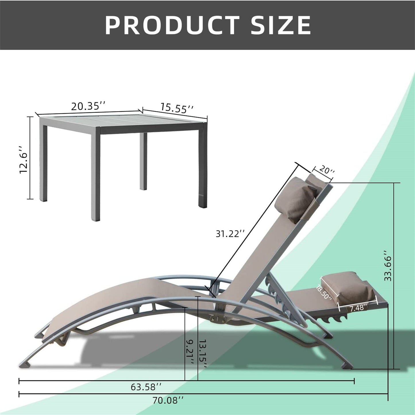 Irvington Contemporary Adjustable Aluminum Lounge Chairs