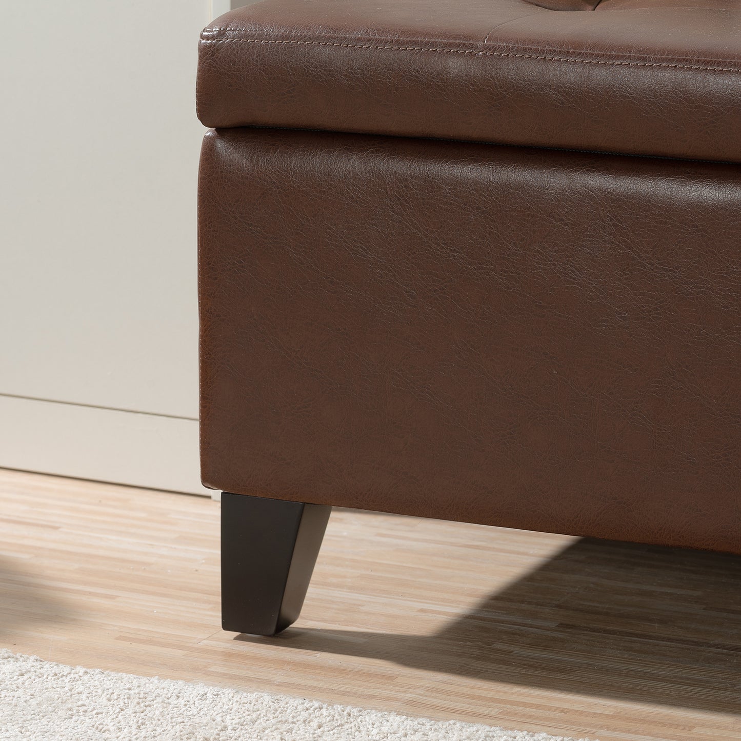 Marites Modern Leather Storage Ottoman