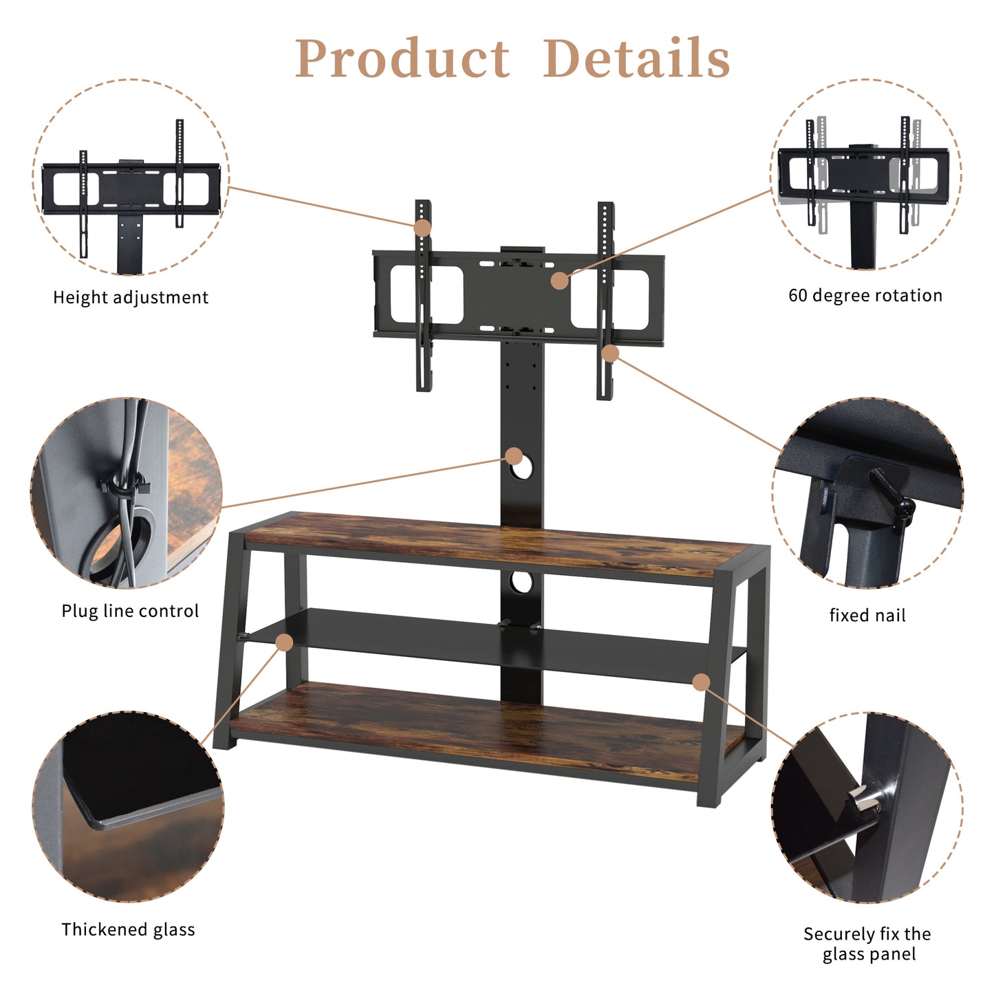 Westport Modern Swivel Glass TV Stand