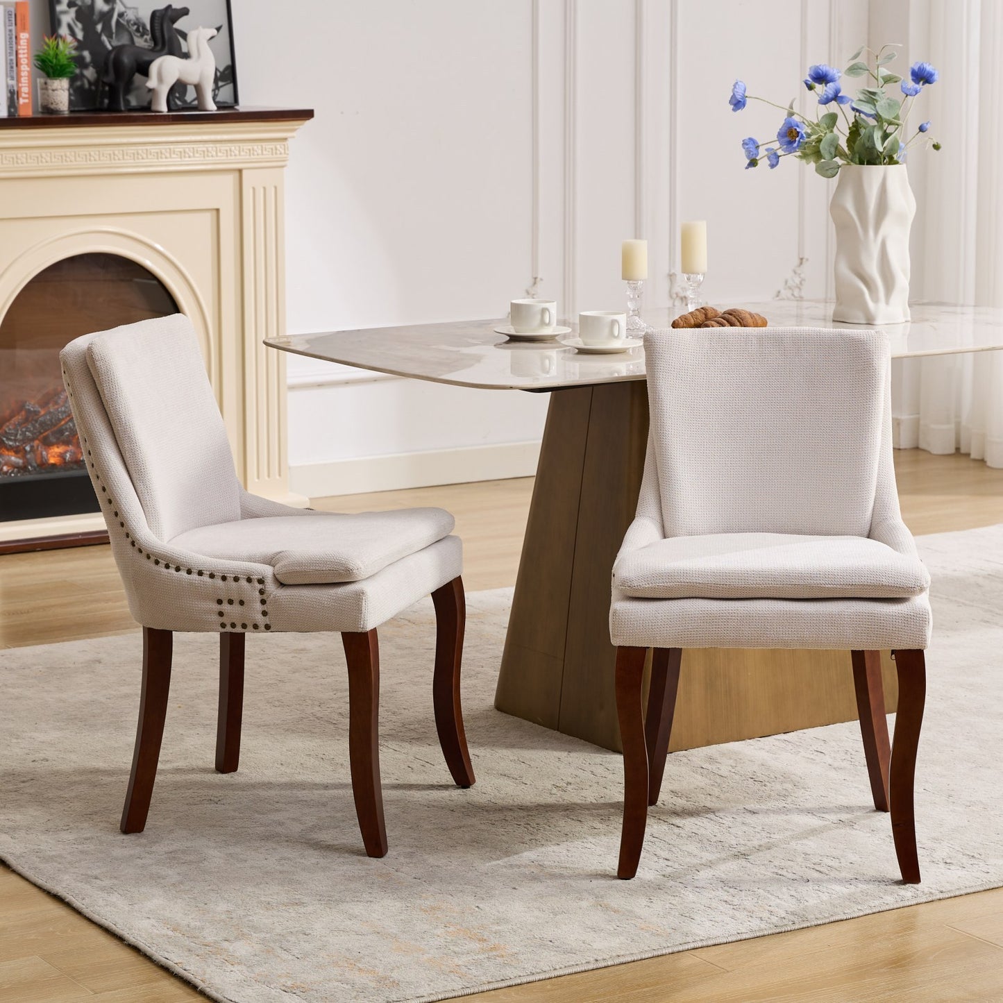 Calista Contemporary Double-layer Chenille Dining Chairs