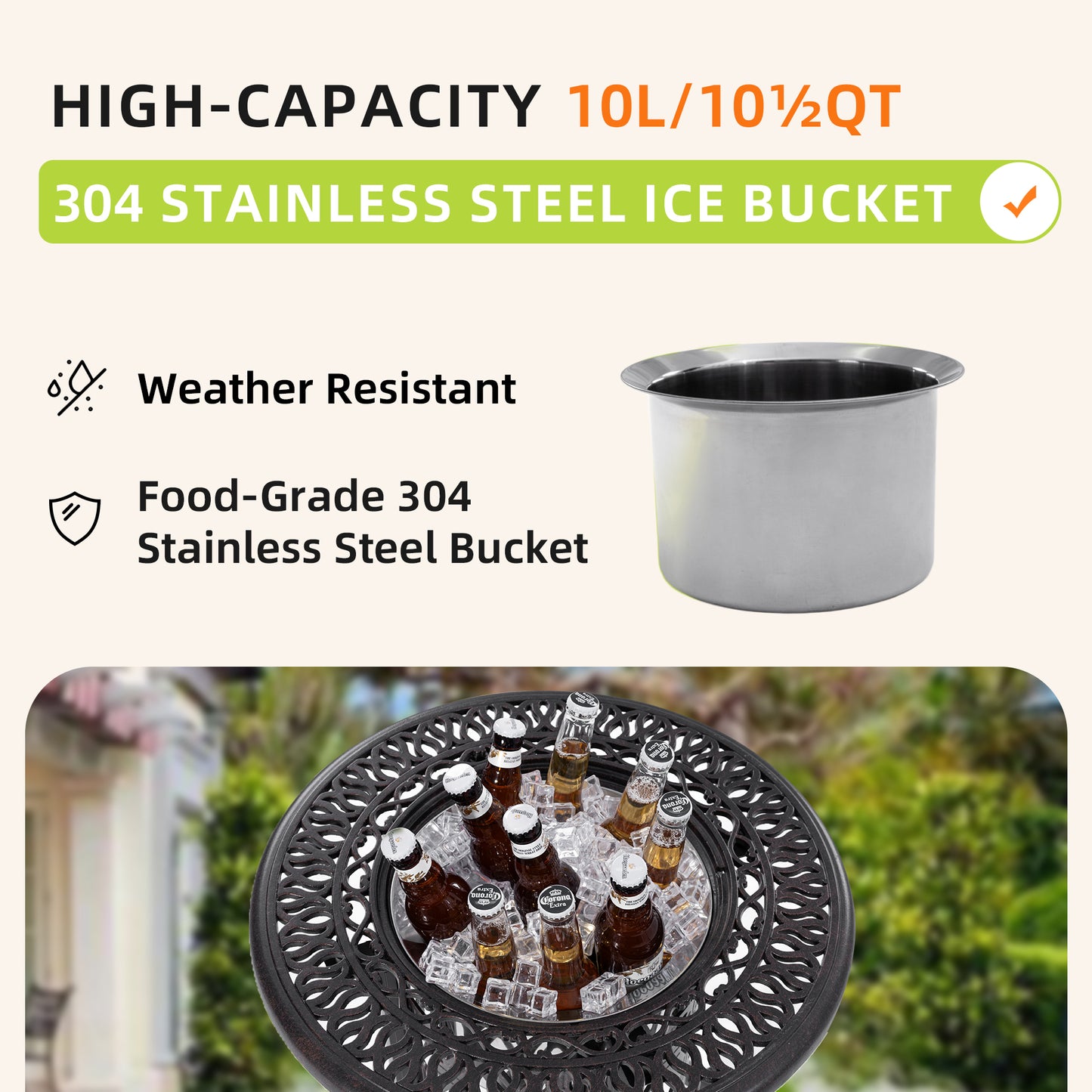 Emery Modern Outdoor Table Ice Bucket