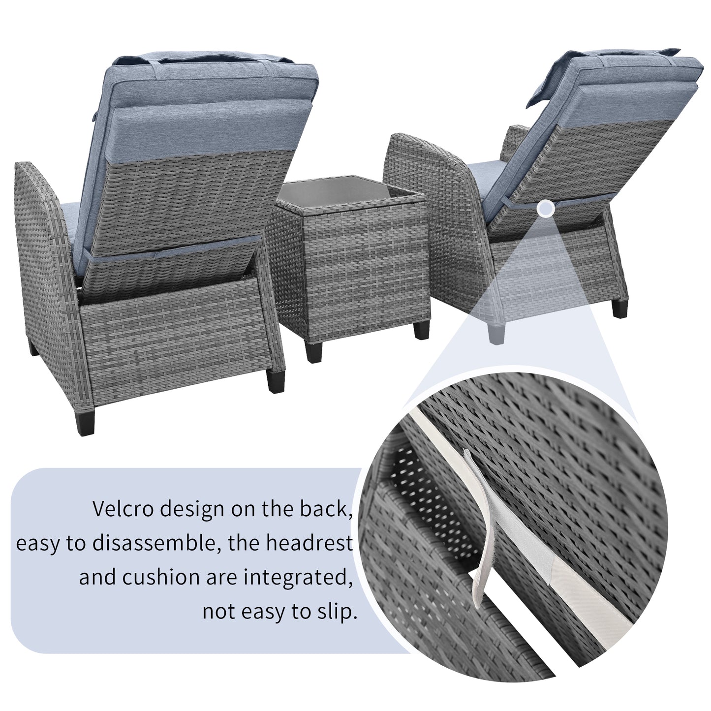 Warmsprings Contemporary U Style Rattan Patio Set