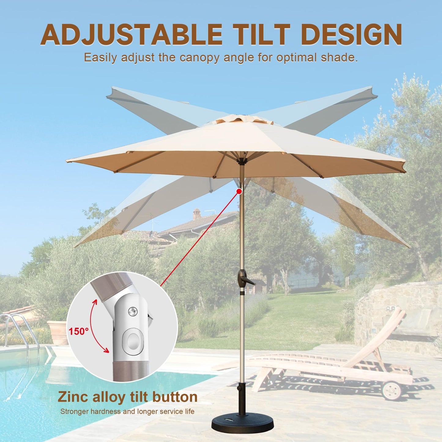 Warmsprings Contemporary Outdoor Patio Umbrella