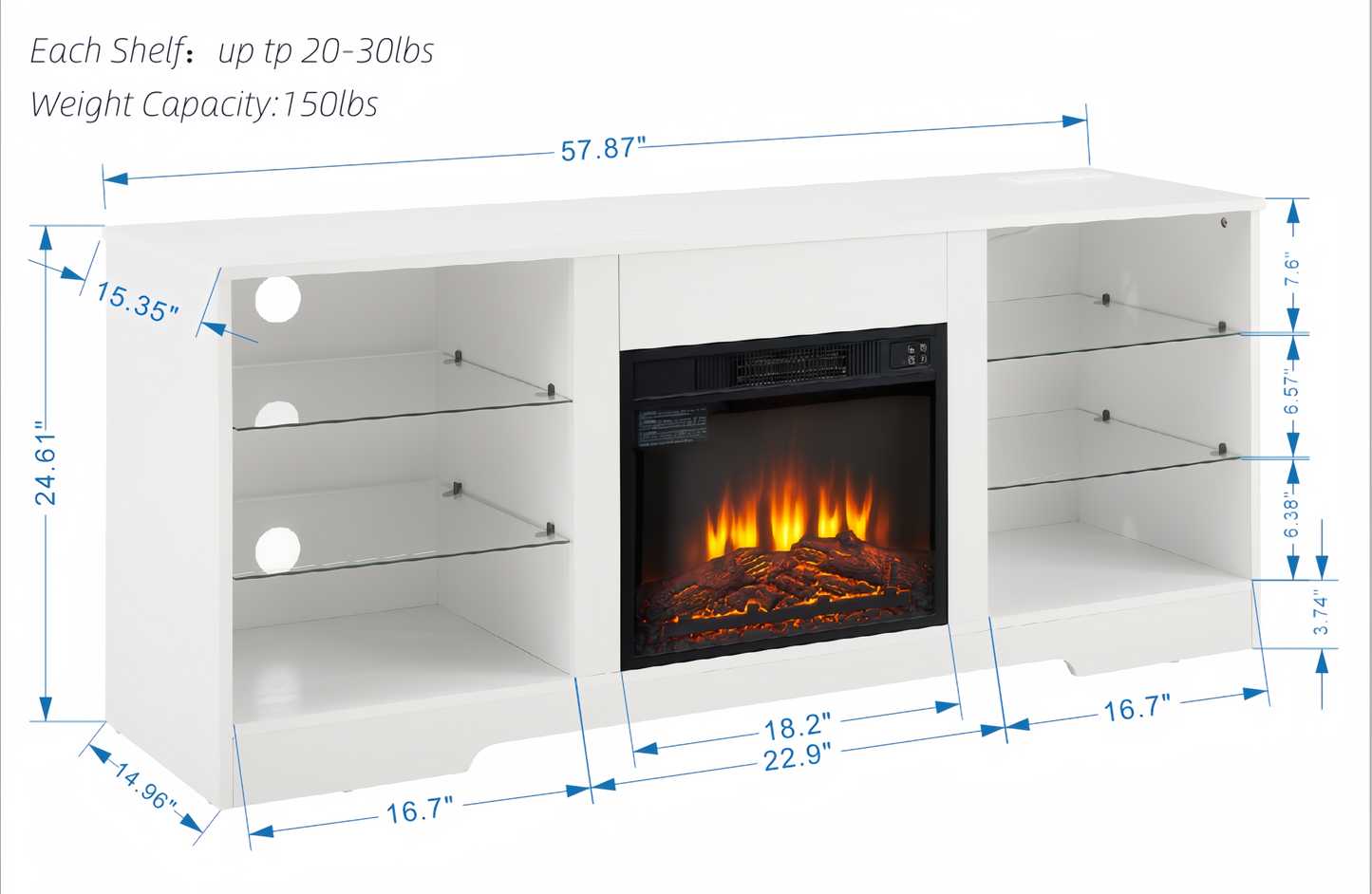 Marcel Modern LED Fireplace TV Stand