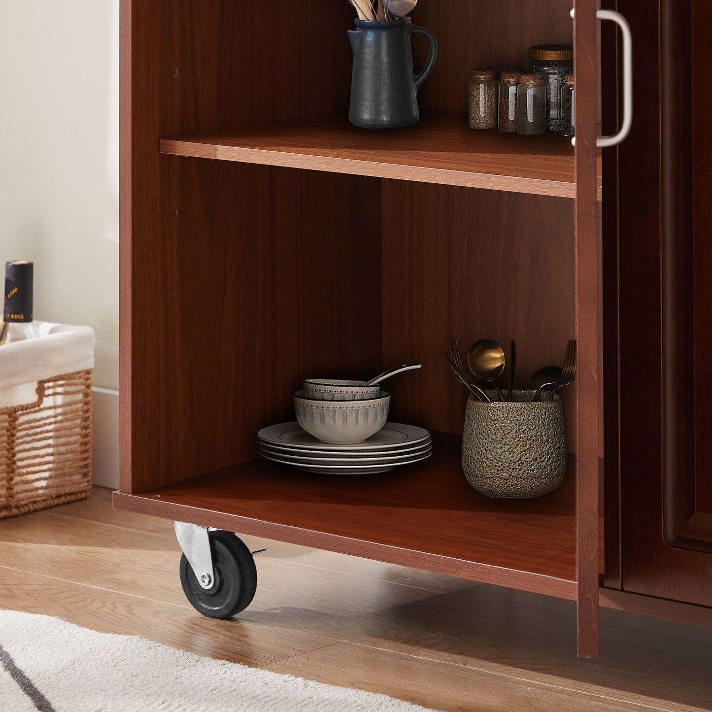 Elmcrest Traditional Velvet Kitchen Island Cart