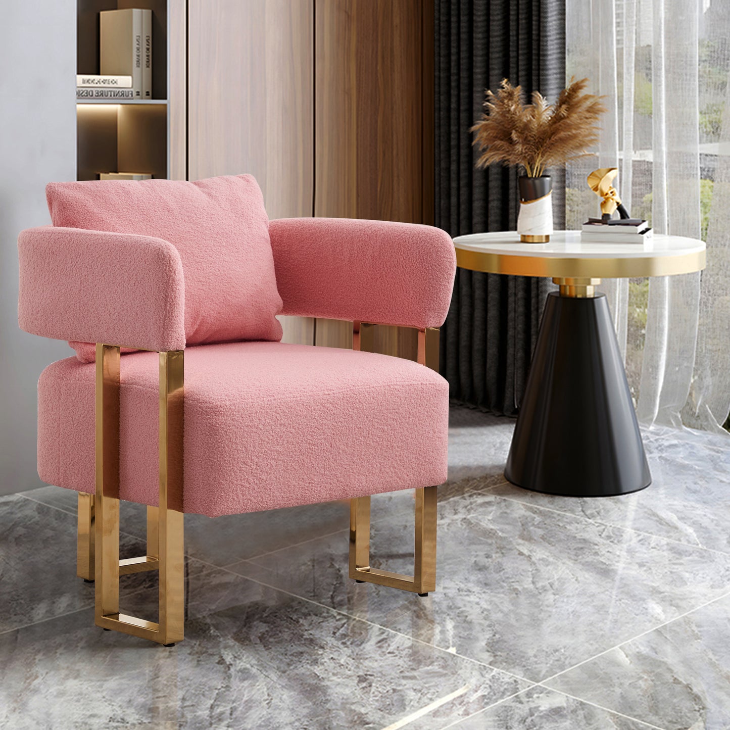 Lazzareschi Mid-Century Teddy Fleece Chair