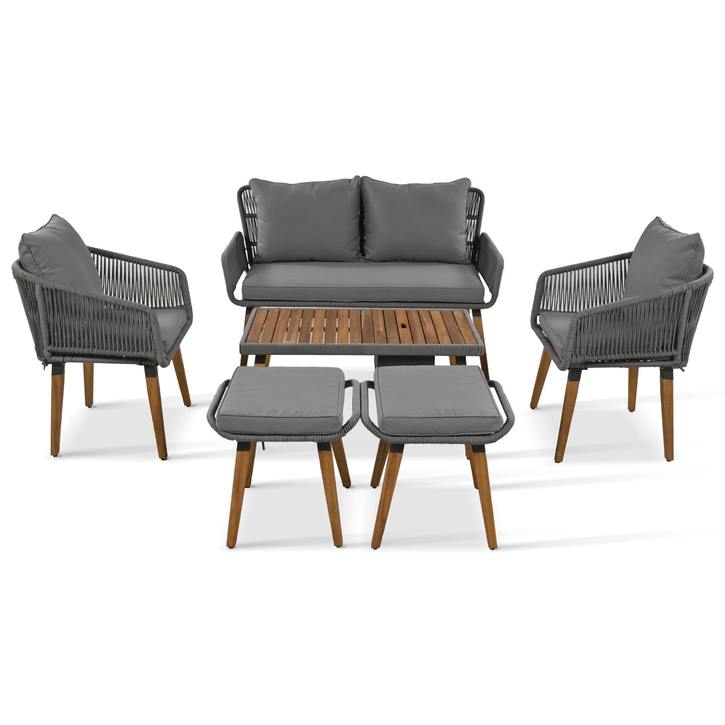 Calista Contemporary Outdoor Acacia Patio Set