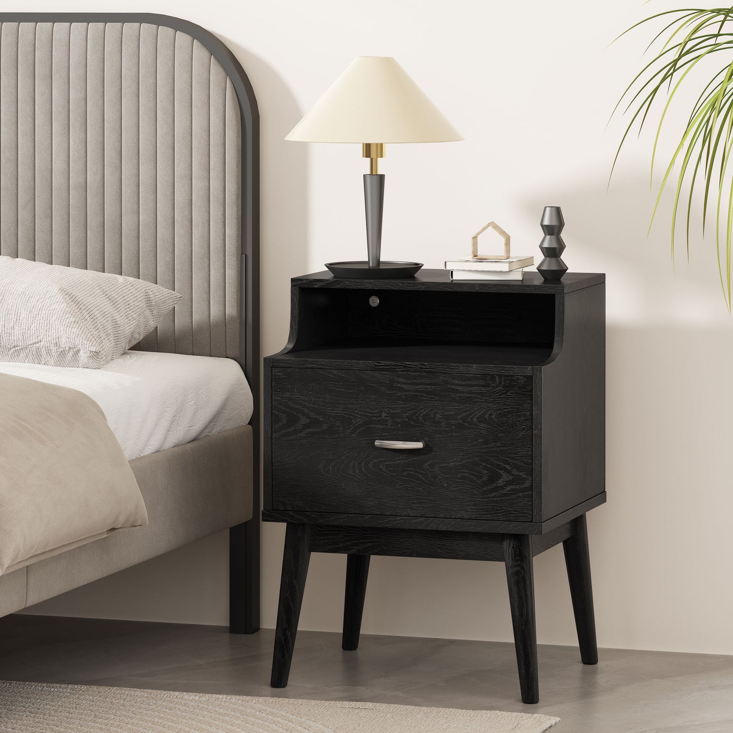 Irvington Contemporary Velvet Drawer Nightstand