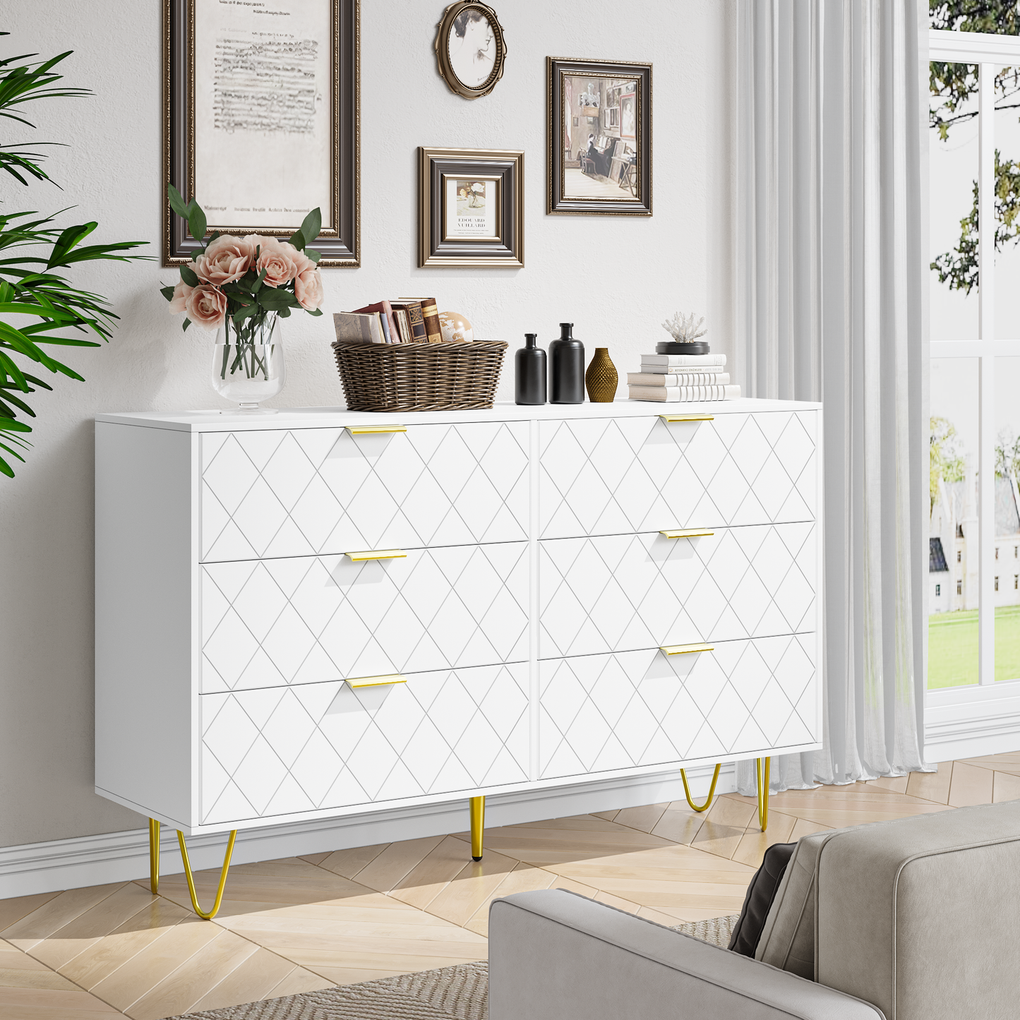 Emery Contemporary Velvet Chest Dresser