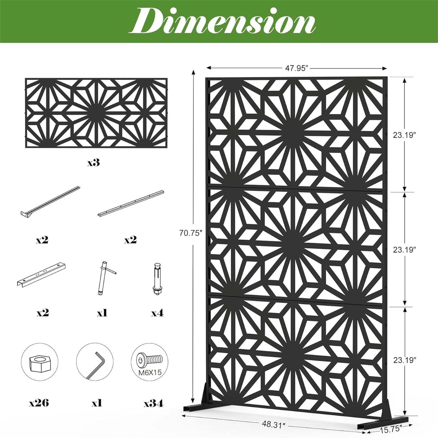 Marites Industrial Sunflower Metal Privacy Screen