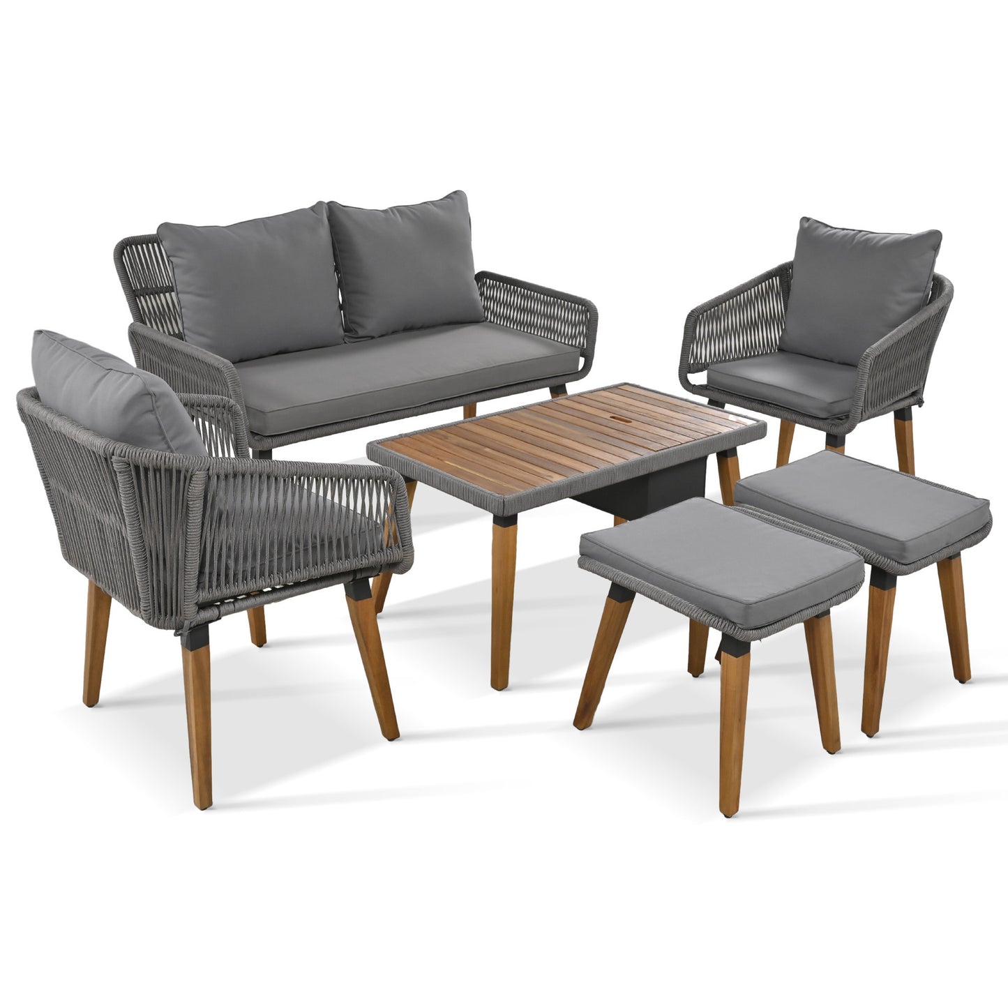 Calista Contemporary Outdoor Acacia Patio Set