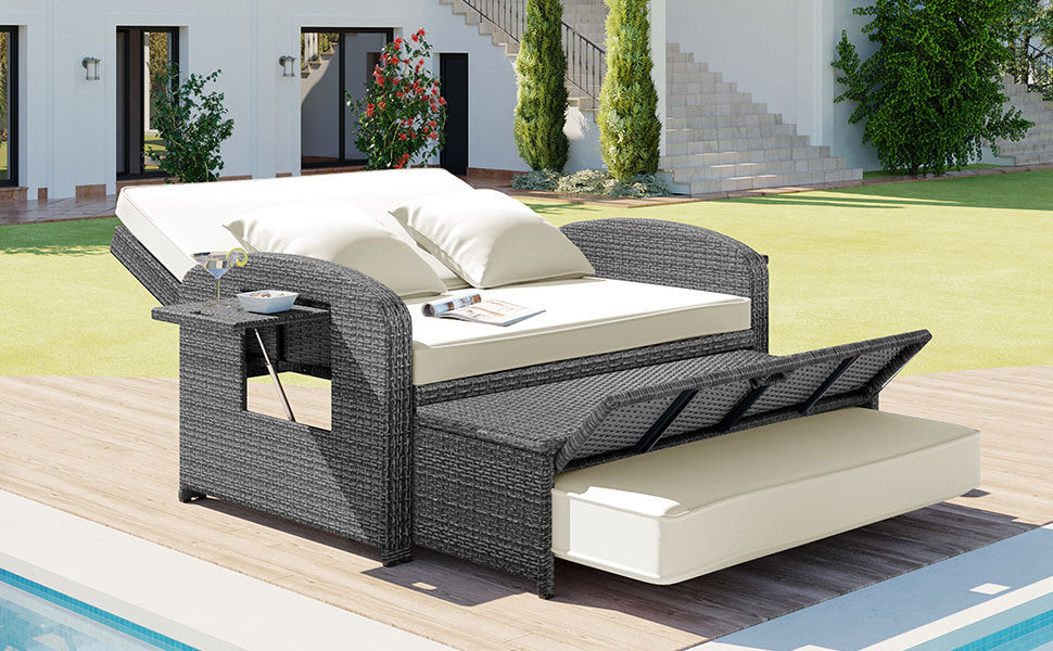 Healdsburg Contemporary Wicker Rattan Reclining Daybed