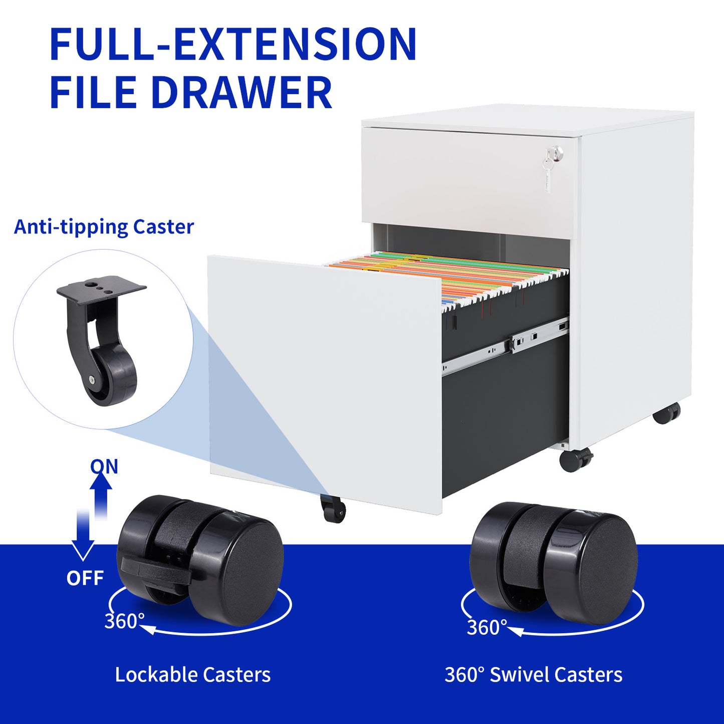 Somerset Modern Mobile File Cabinet Lock