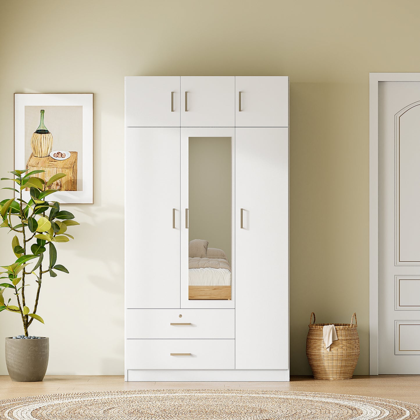 Elmcrest Contemporary Classic Mirror Wardrobe
