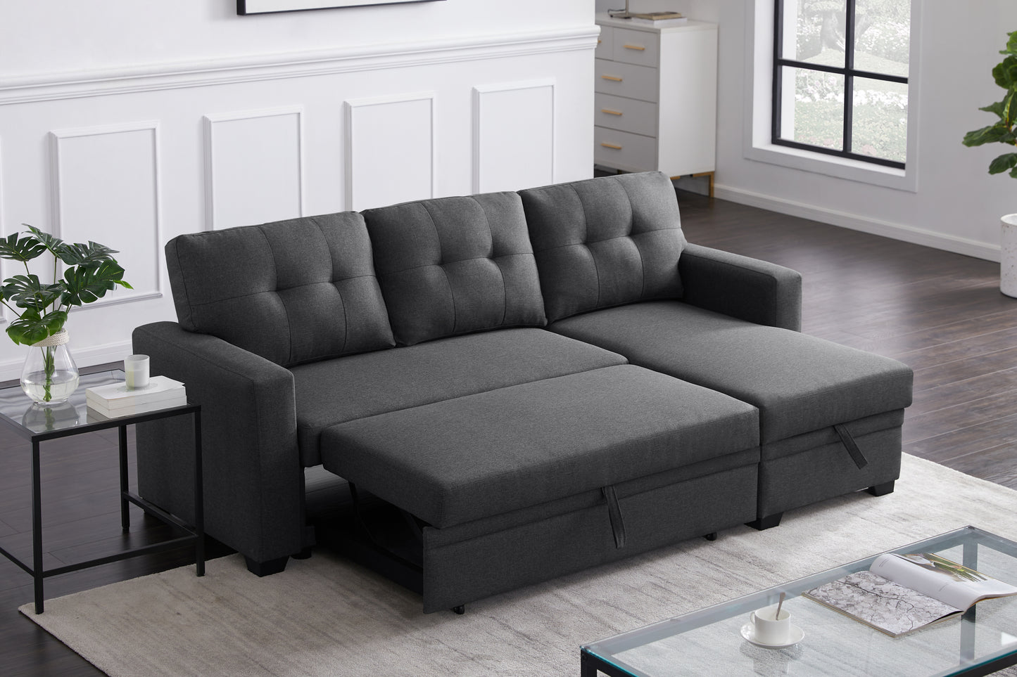 Calista Modern Linen Sleeper Sectional