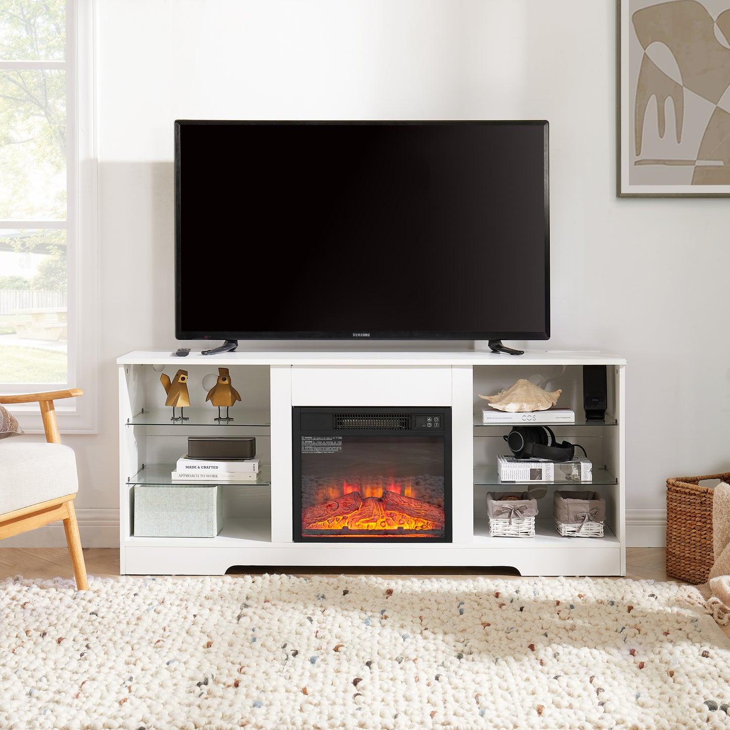 Marcel Modern LED Fireplace TV Stand