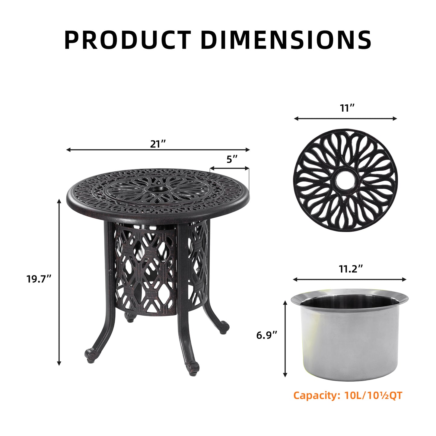 Emery Modern Outdoor Table Ice Bucket