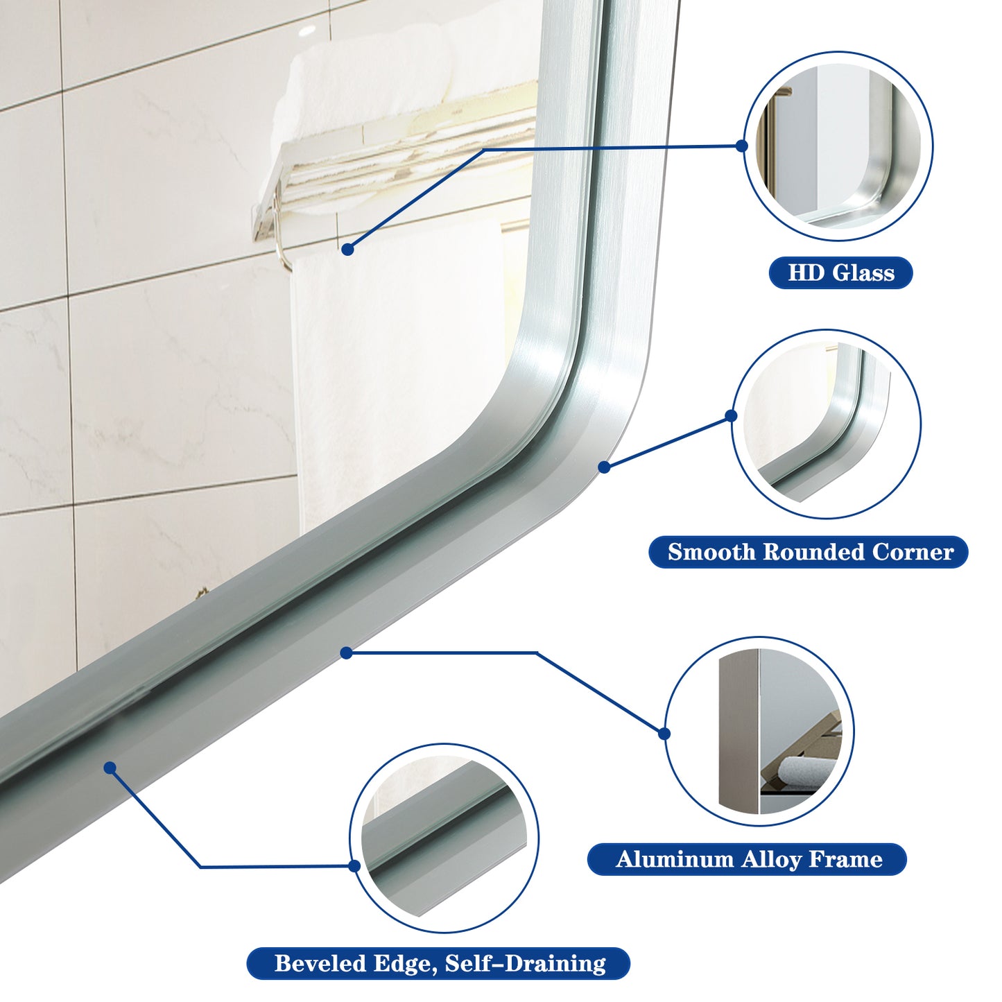 Somerset Modern Brushed Silver Bathroom Mirror