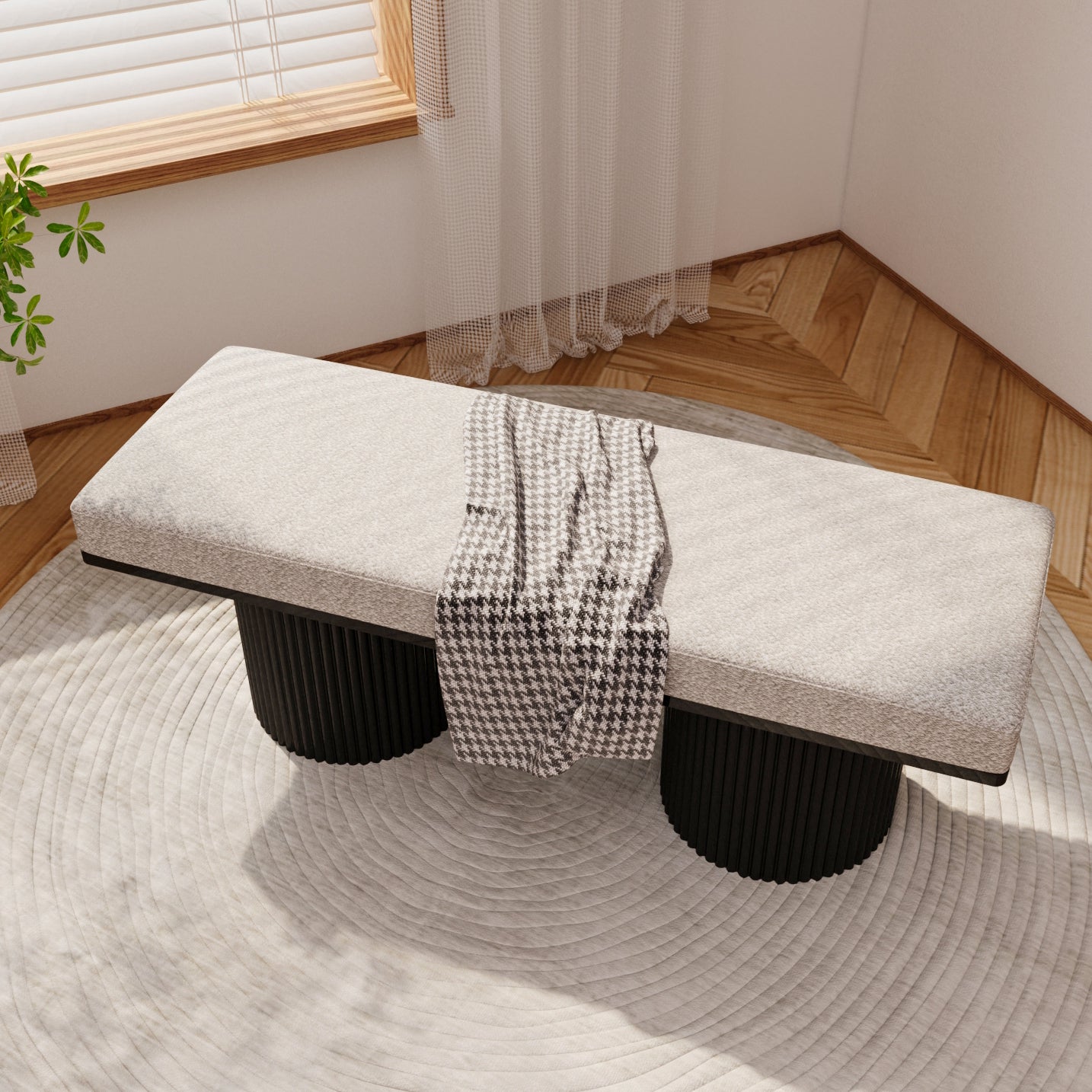 Lula Modern Upholstered Bench Chunky Legs