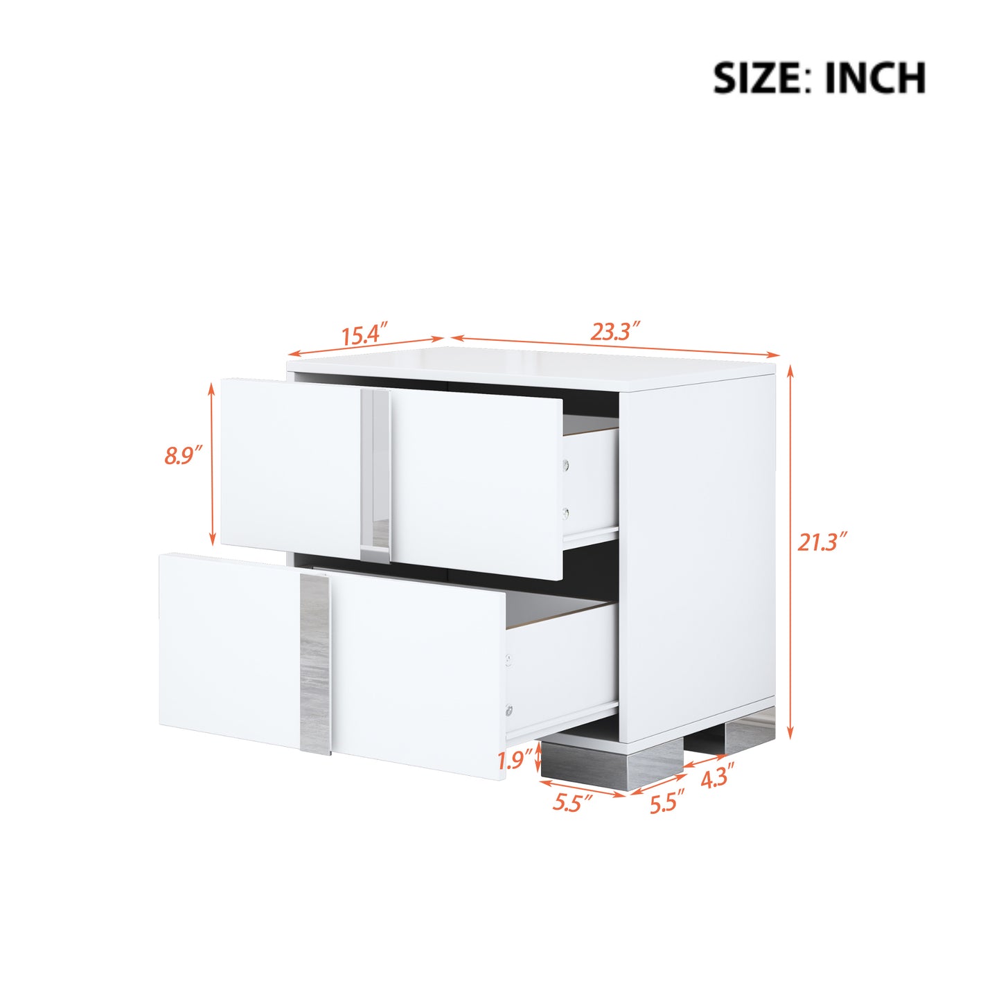 Mission Contemporary Mirrored Elegant Nightstand