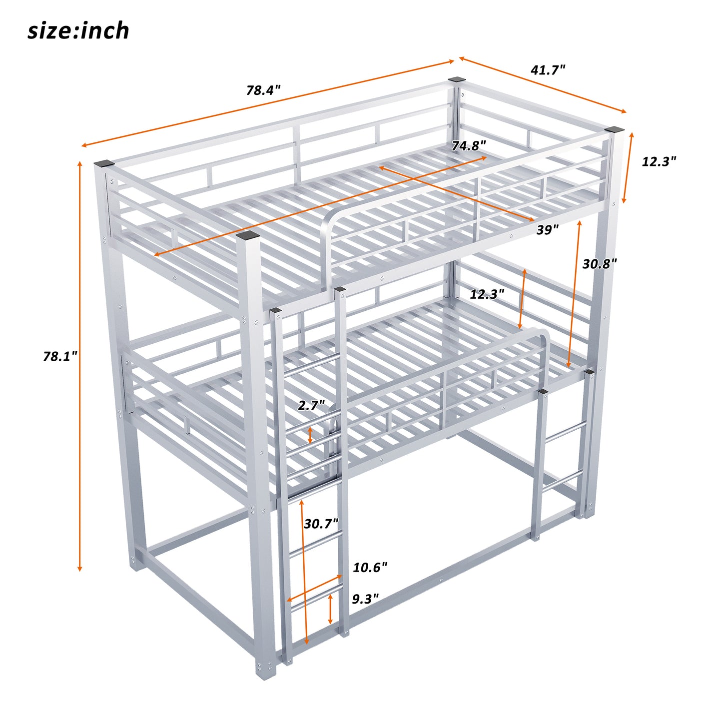 Irvington Industrial Metal Triple Bunk Bed